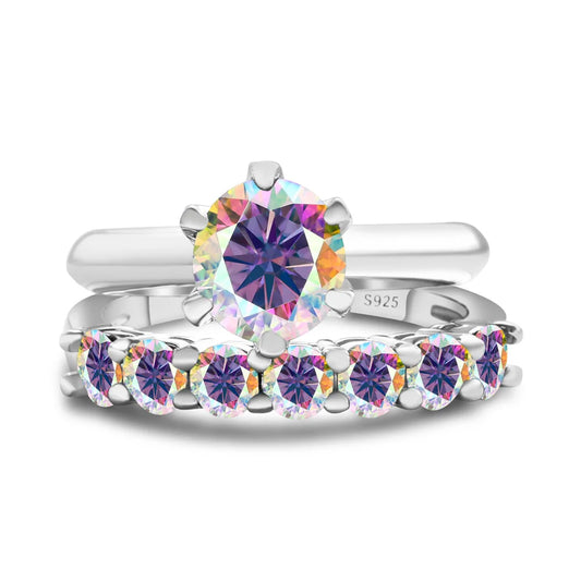 Total 1.7 carat moissantie ring set