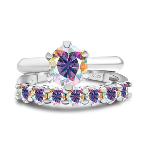 Total 1.7 carat moissantie ring set