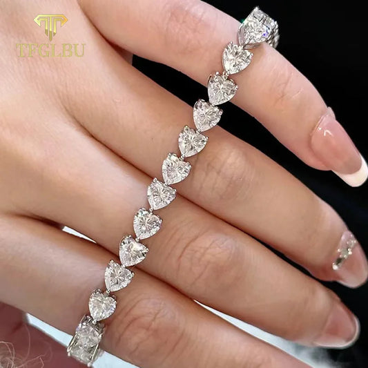 TFGLBU Cute 6mm Heart Cut Zircon Tennis Bracelet