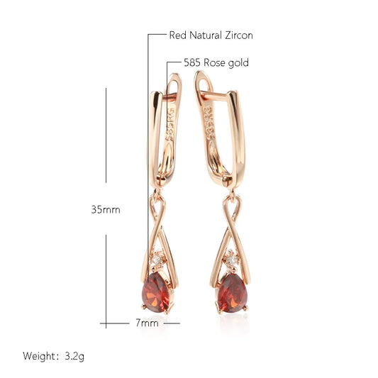 Minimalist Style Drop Shape Red Zircon Geometric