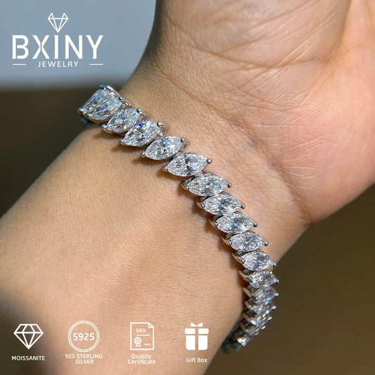 BXINY Luxury Marquise Cut All Moissanite Tennis Bracelet