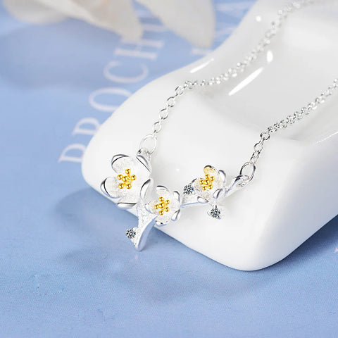 925 Sterling Silver Flower Pendant Chain Necklace For Women Luxury Fine Jewelry Accessories Wholesale Jewellery Argent 925