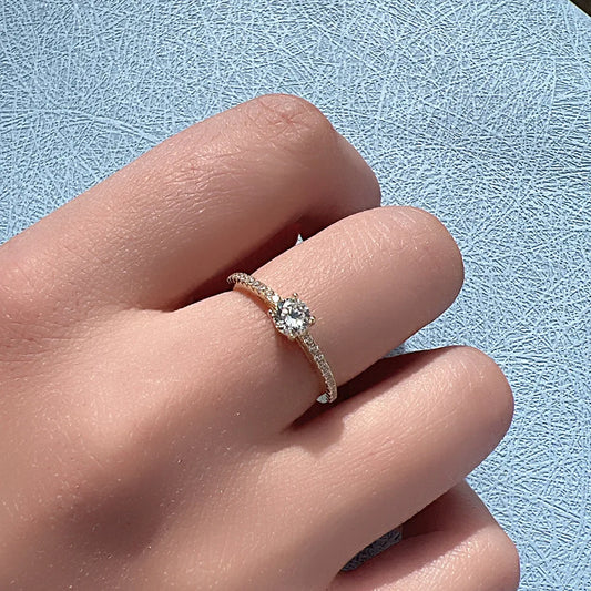 Real 925 Sterling Silver Small Moissnaite Ring