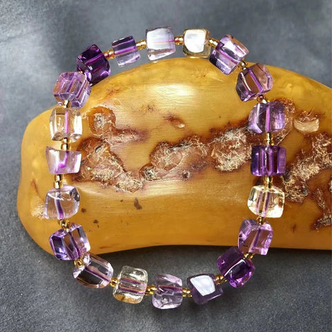 آatural amethyst citrine with shape cube bracelet