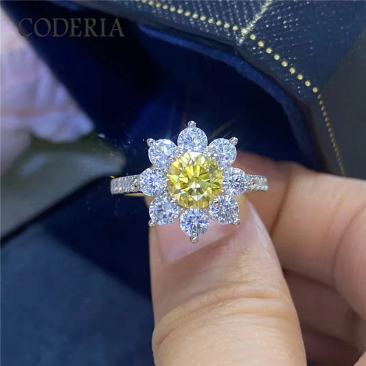 Lemon Yellow Color Moissanite 2.0CT Rings