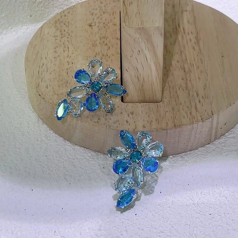 2025 New Fine Party Jewelry Set Charm Blue Candy Crystal Fashion High Quality Necklace Bracelet Earrings Romantic Gift for Women