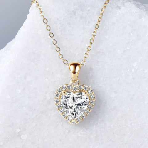 IOGOU 2.0carat Heart Shaped Moissanite Pendant Necklace for Women Girl Real 925 Silver Luxury Gift Wedding Jewelry Valentine Day
