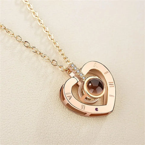New Fashion Unisex Titanium Steel Necklace Heart Shaped Photo Picture Locket Lover Friend Pendant Chain Jewelry Accessoires