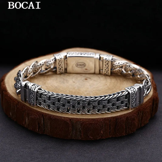 BOCAI S925 Pure Silver Vintage Bracelet