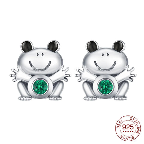 925 Sterling Silver Elegant Sparkling Lucky Clover Hoops Earring