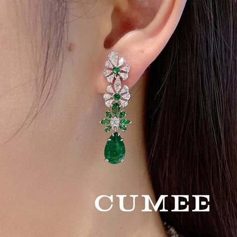CUMEE Cute Romantic Cultivation Cubic Zirconia CZ Emerald Necklace