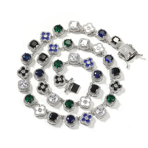 Uwin Square Colored Zircon Necklace