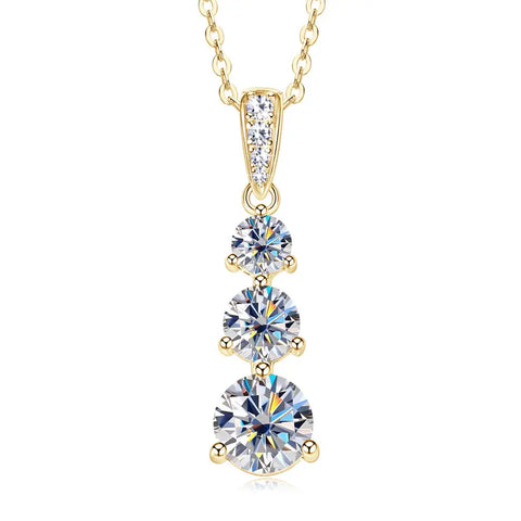 Moissanite Three stone Pendant necklace