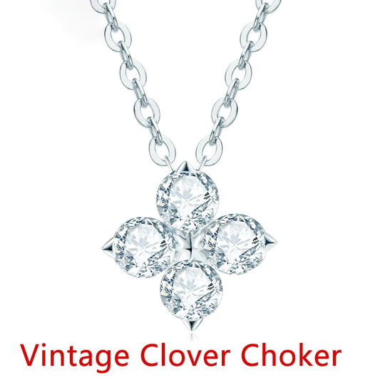 DJMAX Trendy Woman Jewelry 2022 3mm Moissanite Pendant Necklace for Women Original 925 sterling silver Vintage Clover Choker