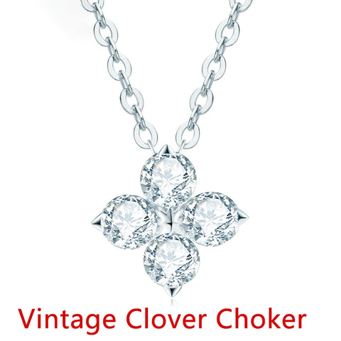 DJMAX Trendy Woman Jewelry 2022 3mm Moissanite Pendant Necklace for Women Original 925 sterling silver Vintage Clover Choker