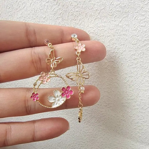 Korean New Light Luxury Zircon Moon Star Asymmetric Stud Earrings