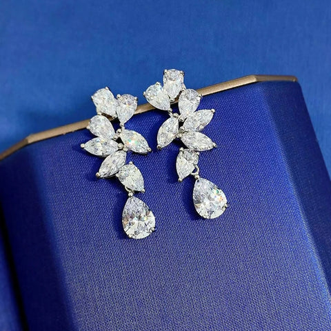 Wong Rain 925 Sterling Silver Pear Lab White Sapphire