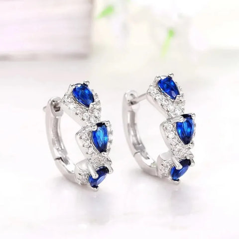 lue Cubic Zirconia Hoop Earrings