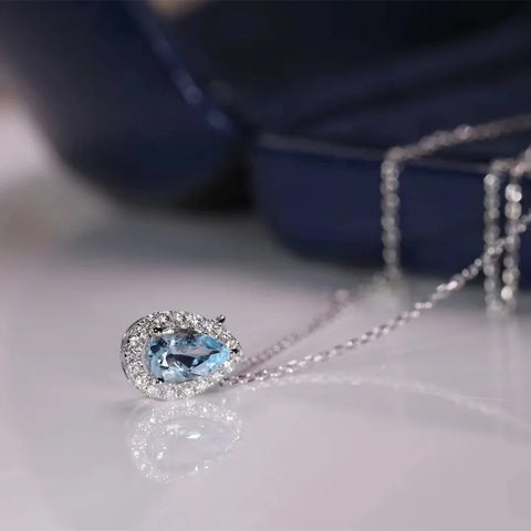 Fashion 925 Sterling Silver Drop Blue Sapphire