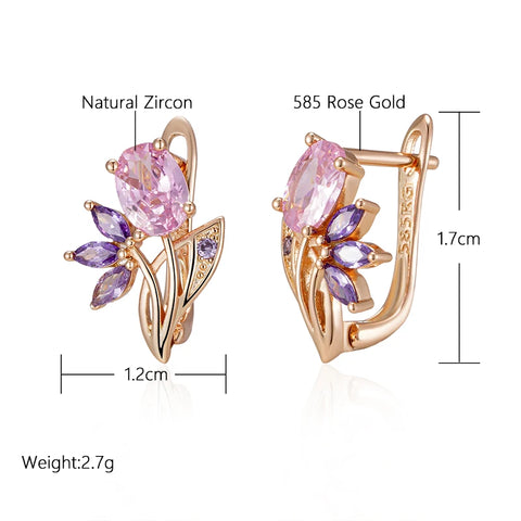 SYOUJYO Purple Natural Zircon Flower Drop Earrings