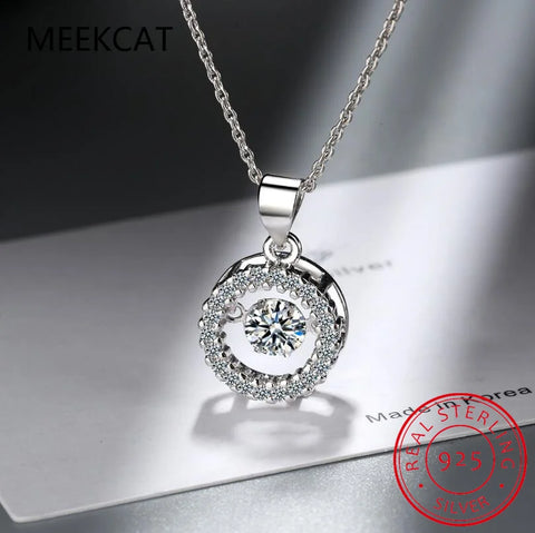 Moissanite Necklace Halo Pendant 0.5ct 925 Sterling Silver