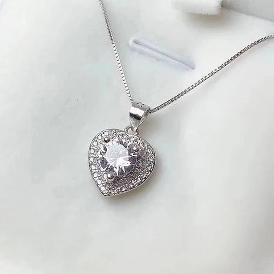 White Gold Plated D Color Moissanite Necklace Pendant for Daily Wear 1ct Round Moissanite Necklace Pendant
