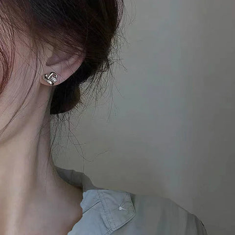 Huitan Eternity Love Earrings Ear Stud Piercing Silver