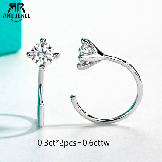AnuJewel 4mm D Color Moissanites Classic Hoop Earrings