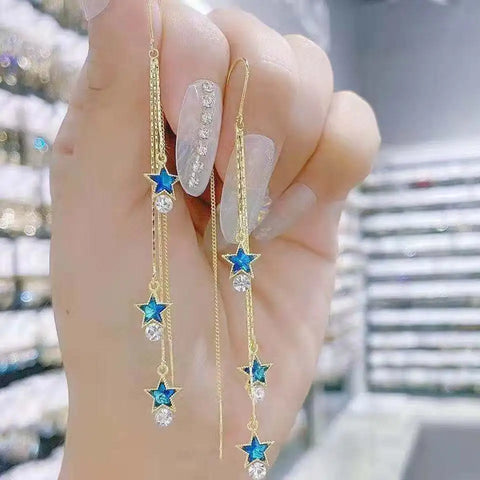New Blue Heart Shaped Zircon Earrings