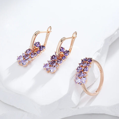 Kinel Hot Shiny Purple Natural Zircon Drop Earrings