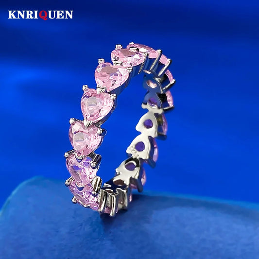 Heart-Shaped Pink Quartz Lab Diamond Ring