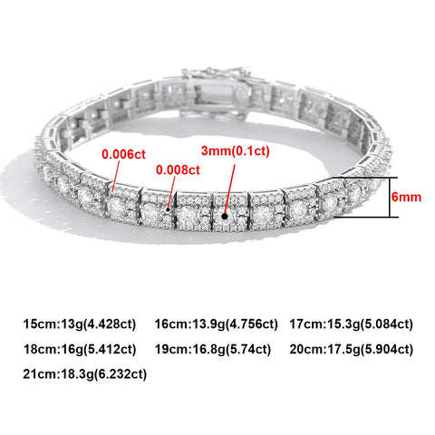 Luxury 3mm Moissanite Tennis Bracelet