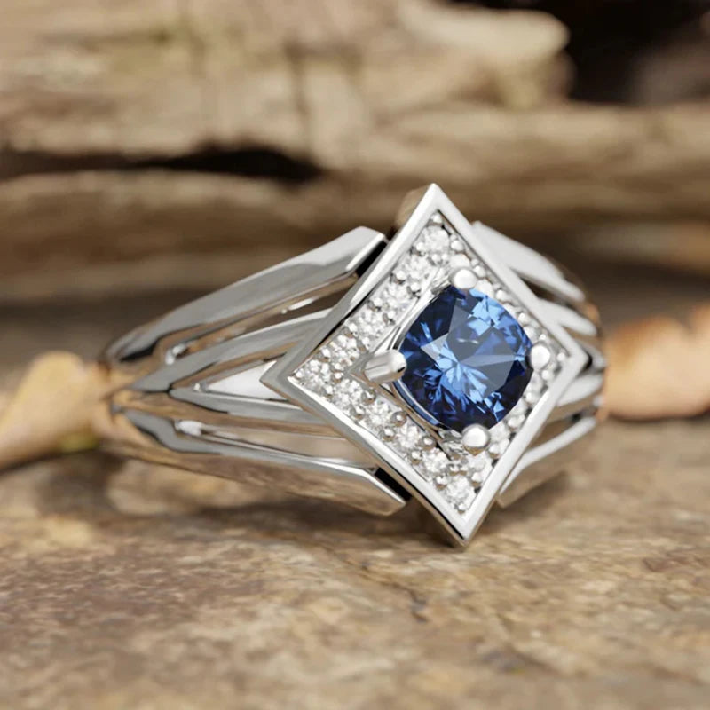 Huitan Elegant Cushion Blue Cubic Zirconia Ring - BOLEVARD RING