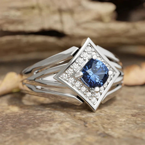 Huitan Elegant Cushion Blue Cubic Zirconia Ring - BOLEVARD RING