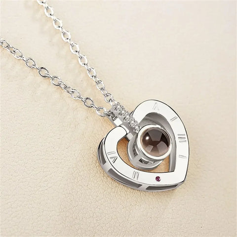 New Fashion Unisex Titanium Steel Necklace Heart Shaped Photo Picture Locket Lover Friend Pendant Chain Jewelry Accessoires