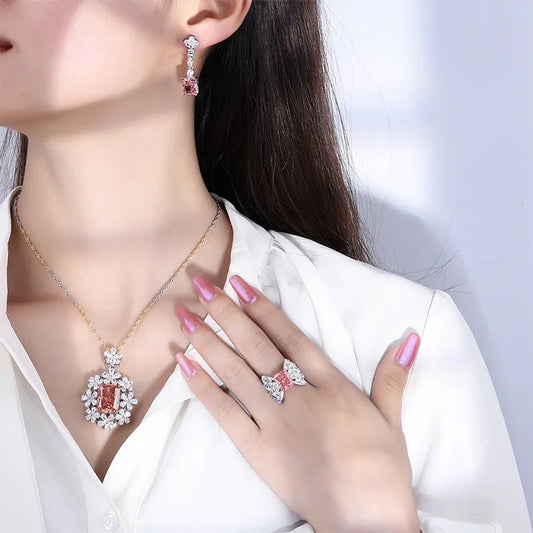 Jewelry S High Carbon Repapalacha Flower Shape Creative Set Main Stone 12 * 16 8 * 10 Crystals