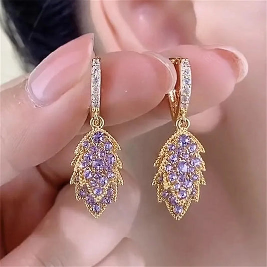 Vintage Female Purple Tree Leaf Zircon Stone