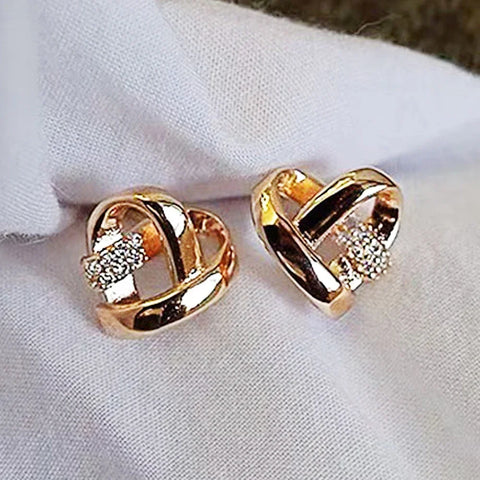 Huitan Eternity Love Earrings Ear Stud Piercing Silver