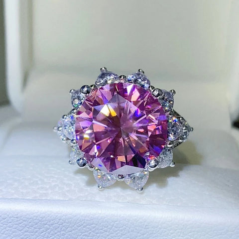 NKHOG 10CT Pink Moissanite Ring