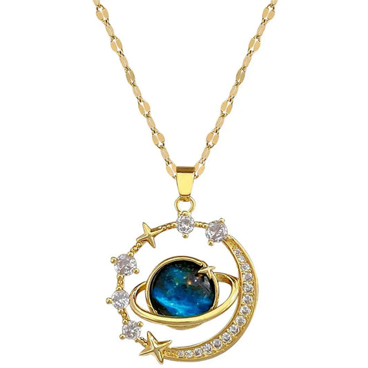 Exquisite Starry Sky Planet Light Luxurious Temperament Gorgeous Necklace