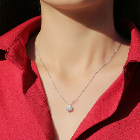 Serenity 1ct D Color Moissanite Pendant Necklace for Women Wedding 100% S925 Solid Silver Necklace Chain Plated 18K Anniversary
