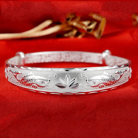 Luxury 925 Sterling Silver Pisces play lotus bracelets
