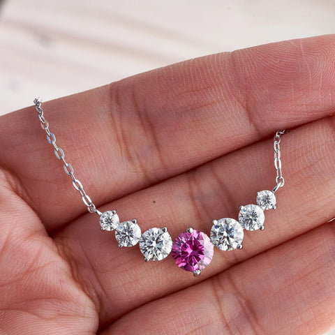 JoyceJelly 5 Moissanite stones Necklace For Women Wedding Jewely with GRA Certified 925 Sterling Sliver Plated 18k White Gold