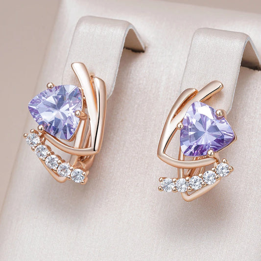 Kinel Hot Sparkling Purple Natural Zircon English Earrings