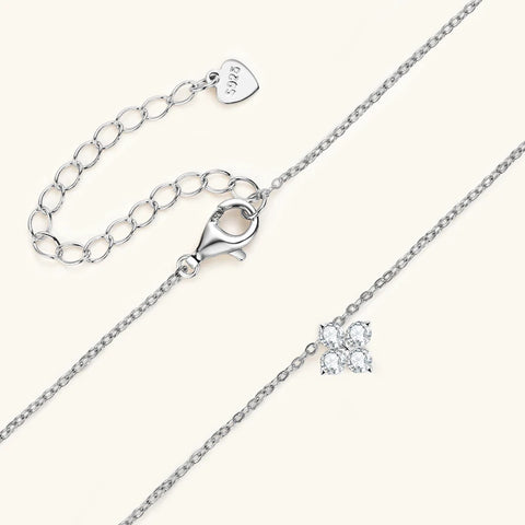 Anziw Lucky Clover Necklace Four Leaf Certified D0.40CT Moissanite Pendant Solid 925 Sterling Silver Women's Charm Jewelry Gift