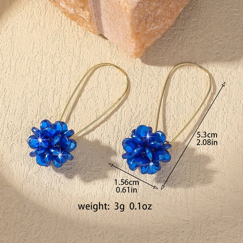 2PC Women's Fashion Trend DIY Pearl Petal Ball Earrings