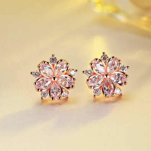 Luxury Female Pink Zircon Stone Earrings