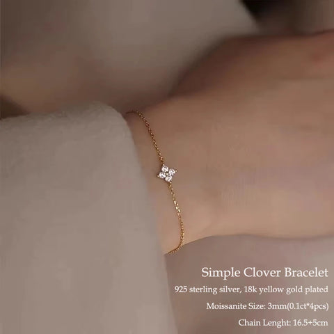 IOGOU Flower Clover Moissanite Pendant Necklace 925 Silver Clavicle Adjustable Chain for Women Girls Gift GRA Certified Jewelry