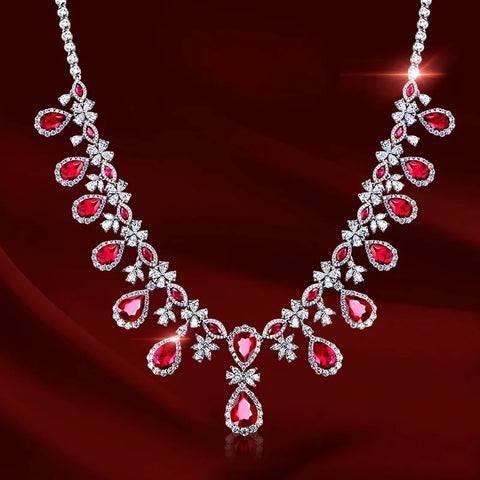 Real ruby Gemstone Diamond Pendant for Women 18K Gold Wedding Party Fine Jewelry Gift Luxury Brand Stone Full bore Necklace