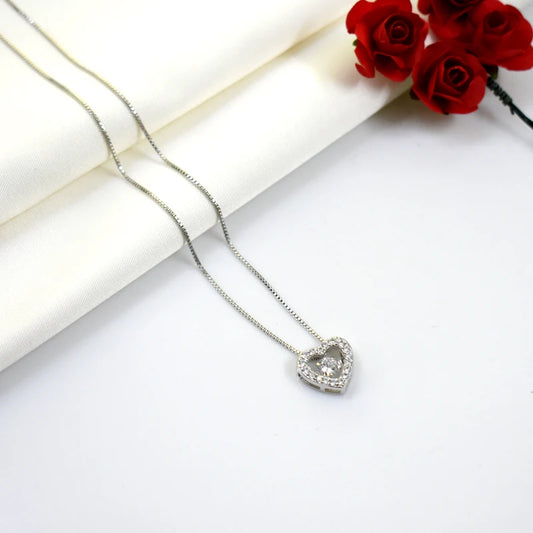 New Fashion Rotatable Dance Rhinestone Heart Pendant Necklaces 925 Sterling Silver Jewelry Women&Girl Love Lock Zircon Choker